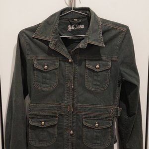 AC 3998 Women's Cotton Jacket with Pink Stitching and Adjustable Waist